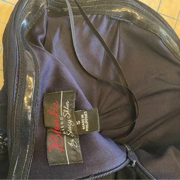 Blondie Nites navy blue party dress, knee length, size 5, prom, homecoming - Picture 7 of 7